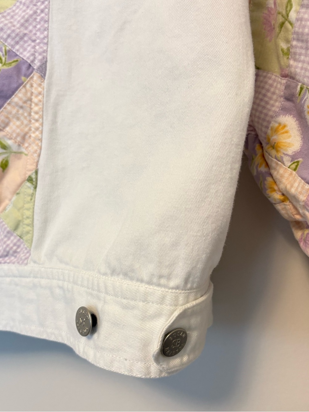 Susan Bristol Casuals Quilted White Denim Jacket Cottage Core Women's Medium - Picture 6 of 10